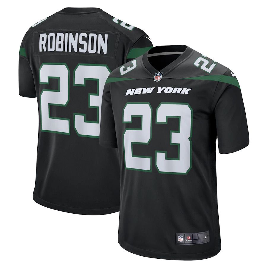Men New York Jets #23 James Robinson Nike Stealth Black Alternate Game Player NFL Jersey